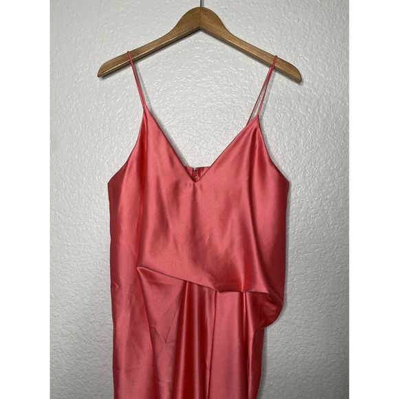 NEW Cedric Charlier Satin Pink Draped Midi Dress $520 US 12 IT 46 - Picture 4 of 11